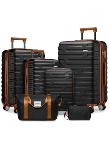 ABRIHOME Koffer set mit Reisetaschen und TSA-Schloss in Schwarz