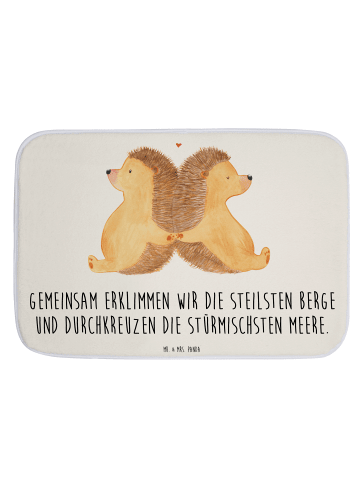 Mr. & Mrs. Panda Badematte Igel händchenhaltend mit Spruch in Weiß