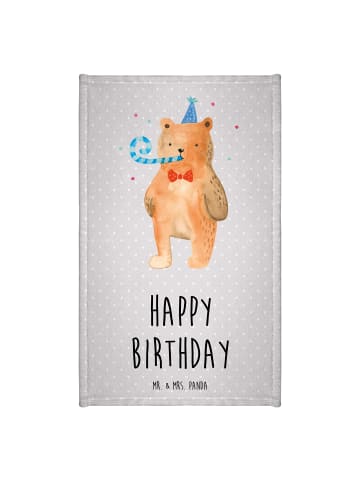 Mr. & Mrs. Panda Handtuch Bär Geburtstag mit Spruch in Grau Pastell