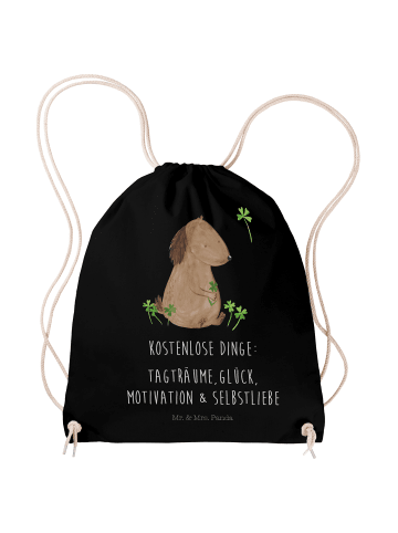 Mr. & Mrs. Panda Sportbeutel Hund Kleeblatt mit Spruch in Schwarz