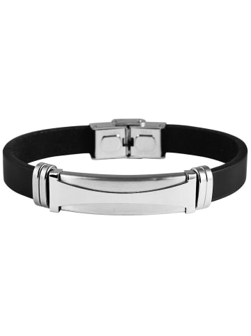 Adeliás Unisex Armband aus Kautschuk 21 cm in silber