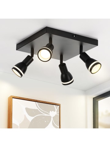 ZMH Deckenleuchte in schwarz 4-flammige GU10 quadratischen Metall Wandstrahler