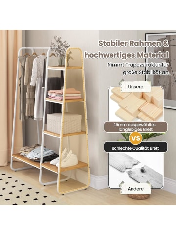 COSTWAY Kleiderständer mit 4 Regalen in Beige