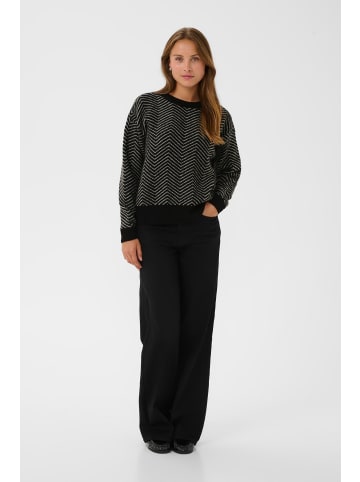 Kaffe Strickpullover KAbitzy Loose fit in Black/FeatherGrey Mel.zig zag