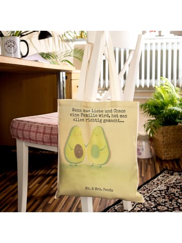 Mr. & Mrs. Panda Shopper-Tasche Avocado Pärchen Design mit Spruch in Weiß