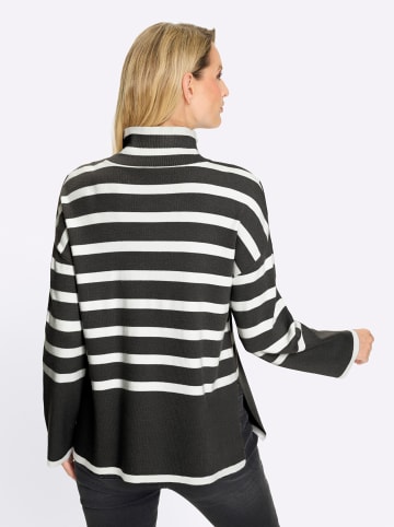 Heine Pullover in schwarz-ecru-geringelt