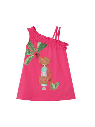 Mayoral Sommerkleid mit asymmetrischem Ausschnitt in fuchsia