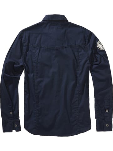 Brandit Hemd "Luis Vintage Shirt Long Sleeve" in Blau