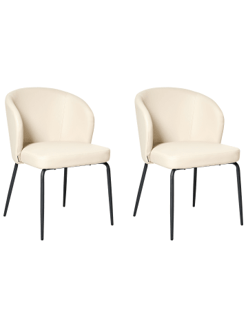 Beliani 2er-Set Esszimmerstuhl ZANA in Beige/Schwarz