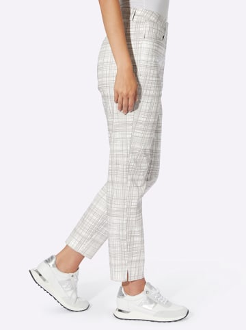 Heine Druck-Hose in weiß-hellgrau-kariert