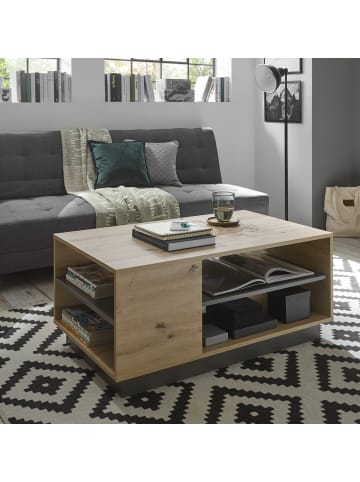 Furn.Design Couchtisch Eiche Artisan, Graphit grau 100 cm, Wohnzimmertisch mit Stauraum
