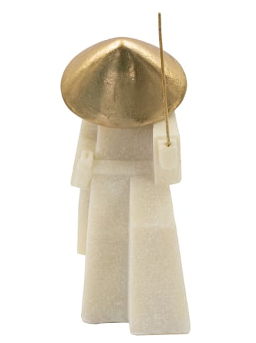 Mauro Ferretti Samurai-Figur aus beigefarbenem und goldfarbenem Kunstharz, 14 x 9 x 24,5 cm