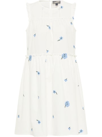 DreiMaster Vintage Damen Midikleid in Wollweiss Blau