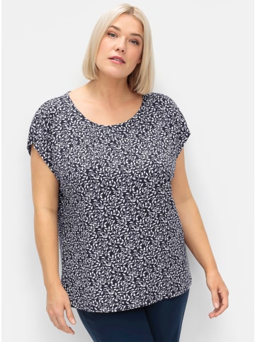 sheego Kurzarmshirt in tiefblau-gemustert