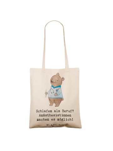 Mr. & Mrs. Panda Uni Tasche Anästhesistin Freude mit Spruch in Creme