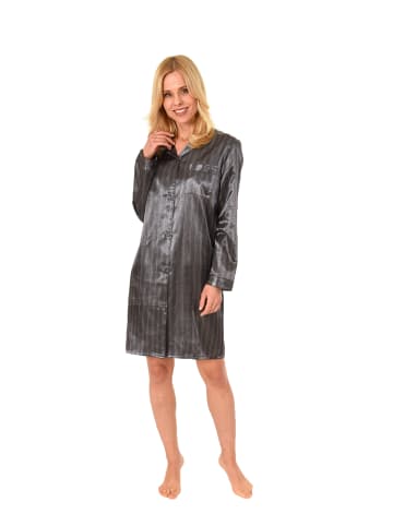 NORMANN Satin Nachthemd langen Ärmeln zum durchknöpfen - 47649 in bordeaux