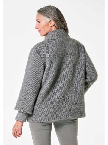 GOLDNER Kurzgröße:  Flauschiger Kurzmantel mit Stehkragen in grau