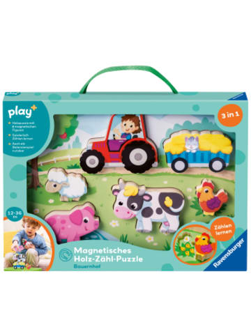 Ravensburger Verlag GmbH Spiel - Play+ Magnetisches Holz-Zähl-Puzzle: Bauernhof - ab 12 Monate