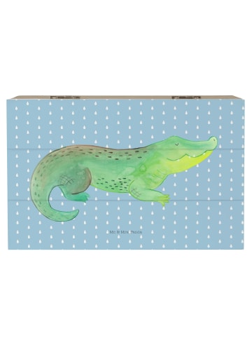 Mr. & Mrs. Panda Holzkiste Krokodil ohne Spruch in Blau Pastell