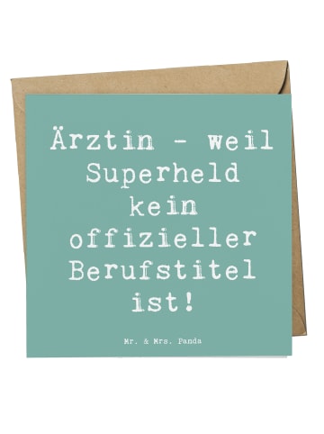Mr. & Mrs. Panda Grußkarte Spruch Ärztin Superheld mit Spruch in Meeresbrise