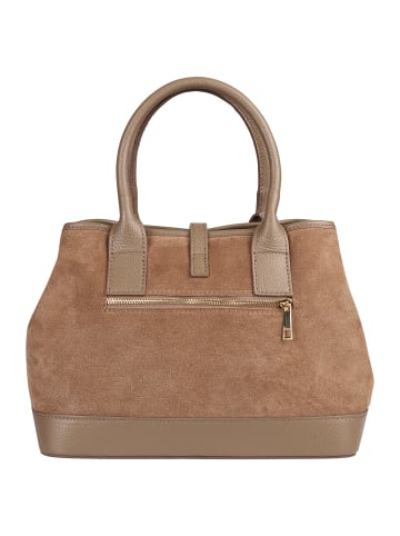 Florence Leder Schultertasche Florence Tasche taupe, dunkelgrau ca. 36cm