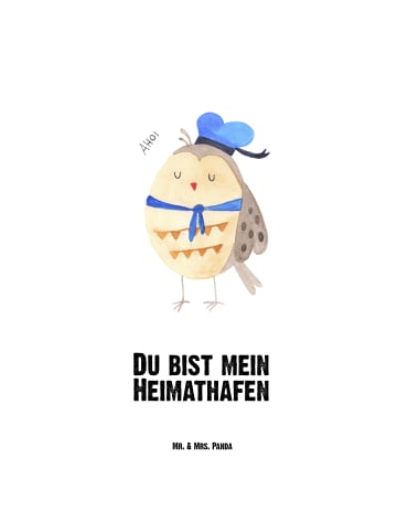 Mr. & Mrs. Panda Edelstahlflasche Eule Matrose mit Spruch in Weiß