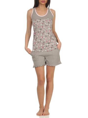 NORMANN Achselhemd Shorty Pyjama - 54238 in grau