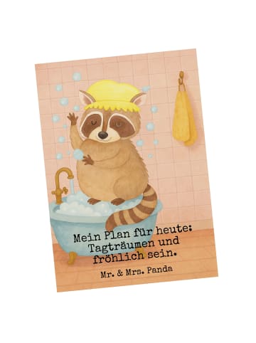 Mr. & Mrs. Panda Postkarte Waschbär Design mit Spruch in Weiß