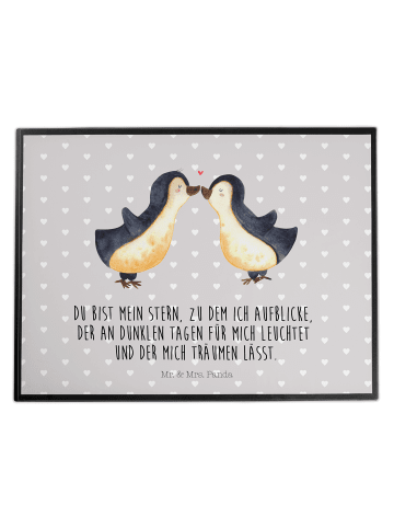 Mr. & Mrs. Panda Schreibtischunterlage Pinguin Liebe mit Spruch in Grau Pastell