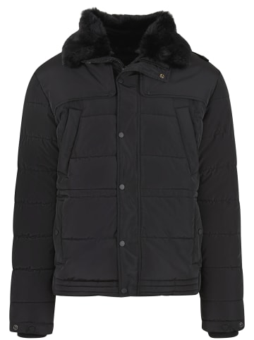 Urban Classics Urban Classics Puffer Jacket With Detachable Fur Collar in black
