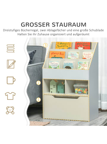 HOMCOM Kinder Bücherregal Grau
