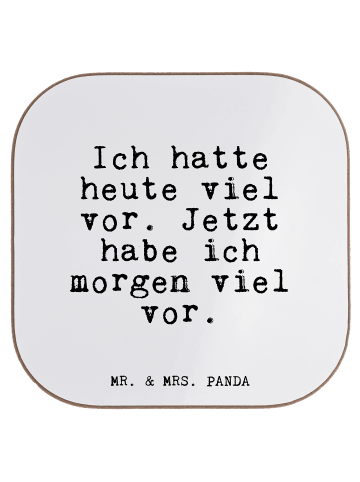 Mr. & Mrs. Panda Getränkeuntersetzer Ich hatte heute viel... mit... in Weiß