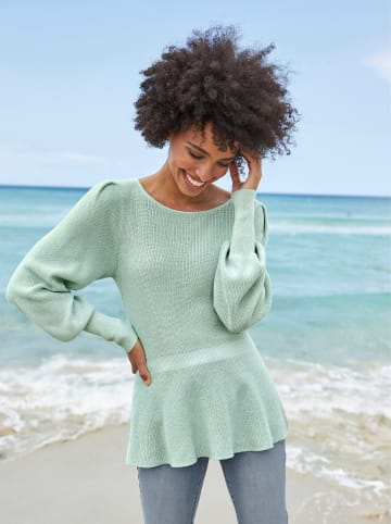 Heine Pullover in kalkmint-ecru-meliert