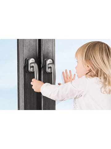 Reer WinLock Fenster- und Balkontürsicherung, anthrazit in Weiß ab 6 Jahre