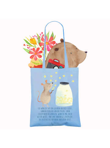 Mr. & Mrs. Panda Uni Tasche Maus Sterne mit Spruch in Sky Blue