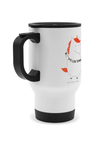 Mr. & Mrs. Panda Thermobecher Einhorn Dankeschön mit Spruch in Weiß