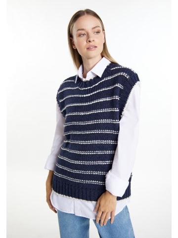 DreiMaster Damen Pullunder in Marine Wollweiss