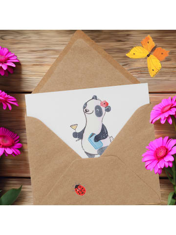 Mr. & Mrs. Panda Grußkarte Eventmanagerin Herz mit Spruch in Weiß