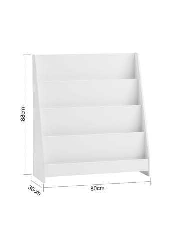 SoBuy Bücherregal in Mattweiß - (W) 30 x (H) 88 x (L) 80 cm
