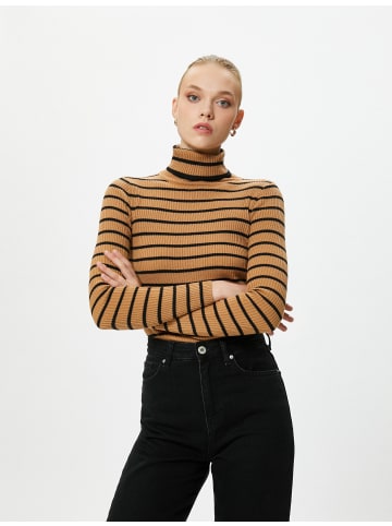 KOTON Sweater in Kamelfeder Gestreift