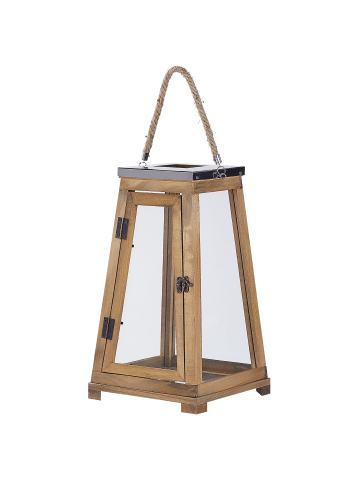 Beliani Laterne PULAU in Braun - (W) 19 x (H) 39 x (L) 19 cm