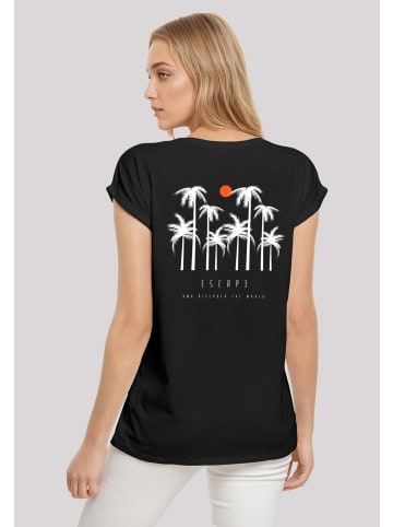 F4NT4STIC Extended Shoulder T-Shirt Escape Discover the World Palm Trees in schwarz