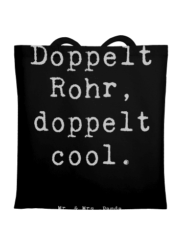 Mr. & Mrs. Panda Tragetasche Fagott Doppelt Cool mit Spruch in Schwarz