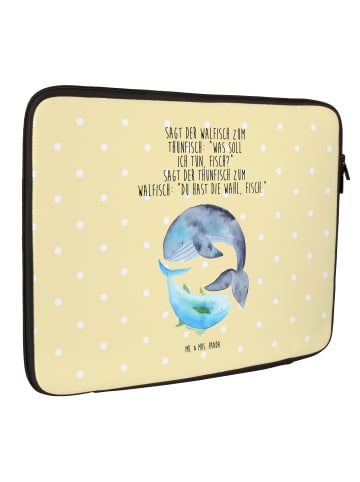 Mr. & Mrs. Panda Notebook Tasche Walfisch Thunfisch mit Spruch in Gelb Pastell