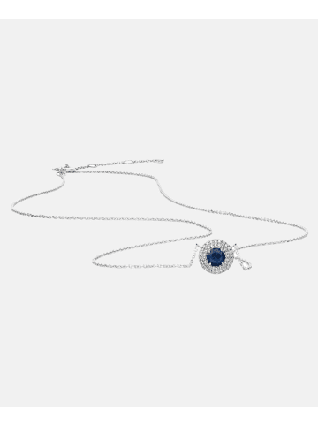 Diamant L'éternel Halskette aus 375 Weißgold mit 0.17 Karat Diamant mit Saphir