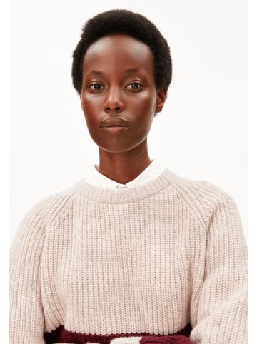 armedangels Strickpullover Rib Striped in beige bordeaux - 0001