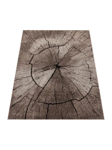 KADIMA DESIGN Teppich Kurzflor Baumstammstruktur Wohnzimmer schmutzabweisend in Natur