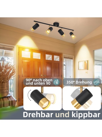 ZMH Deckenleuchte in Schwarzgold 4-flammige GU10 Vintage Flurlampe L 67cm