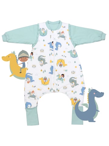 Schlummersack Schlafsack mit Füßen und umklappbaren Bündchen, 2.5 TOG in Weiß-Blau