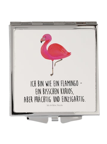 Mr. & Mrs. Panda Kosmetikspiegel Flamingo Classic mit Spruch in Weiß